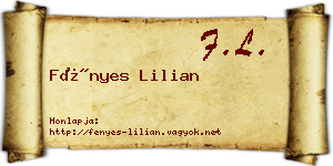 Fényes Lilian névjegykártya